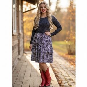 Lularoe | Georgia Black and White Tiered Skirt Dress